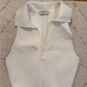 Babaton Ivory Knit Collared Tank